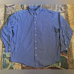 ROUNDTREE & YORKE Men's Shirt Size XLT Tall Striped Blue Button Down Long Sleeve